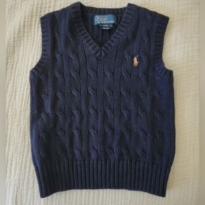 Ralph Lauren Toddler Navy Cable Knit Sweater Vest Sz 2T